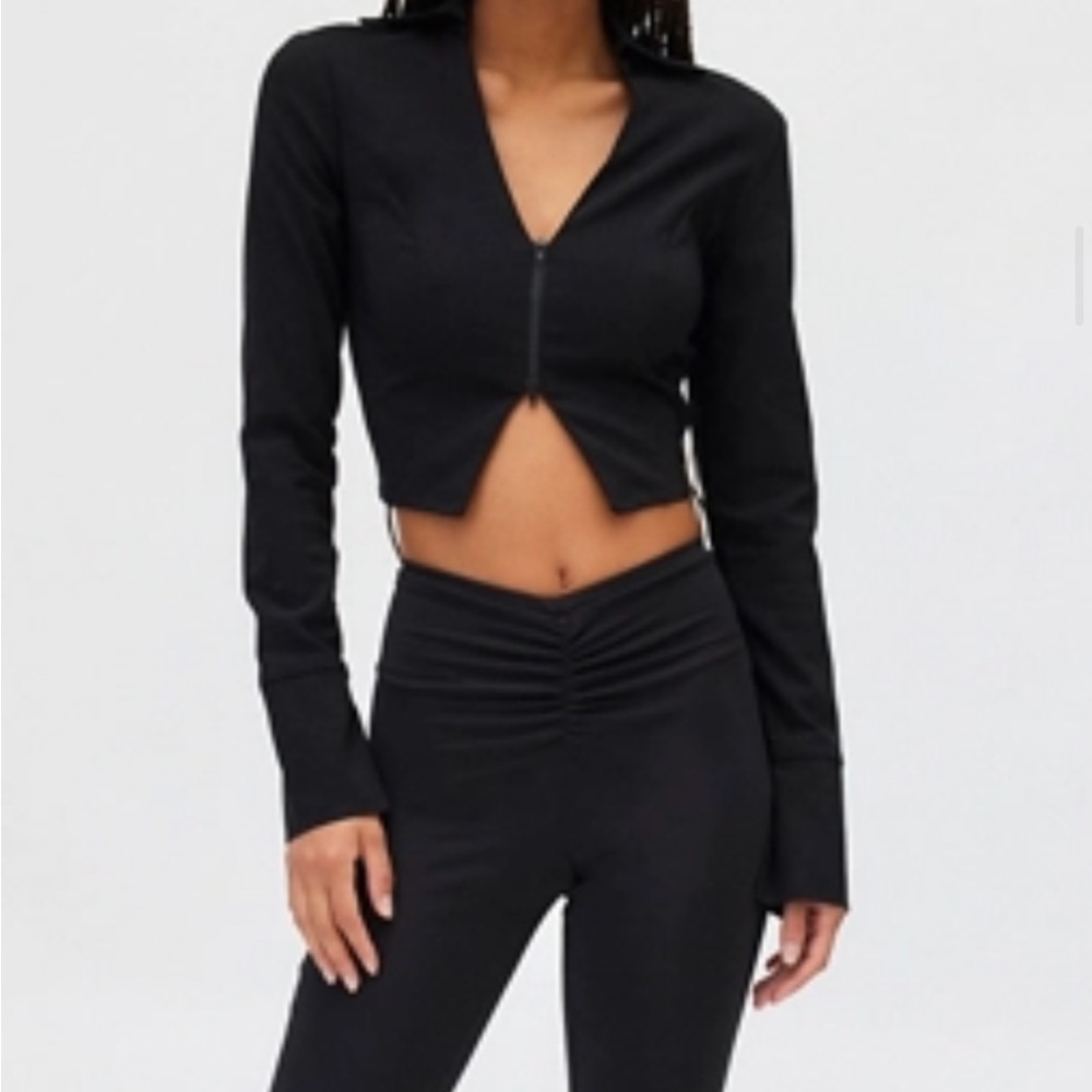 Silence + Noise Mars Zip Up Collared Long Sleeve Top